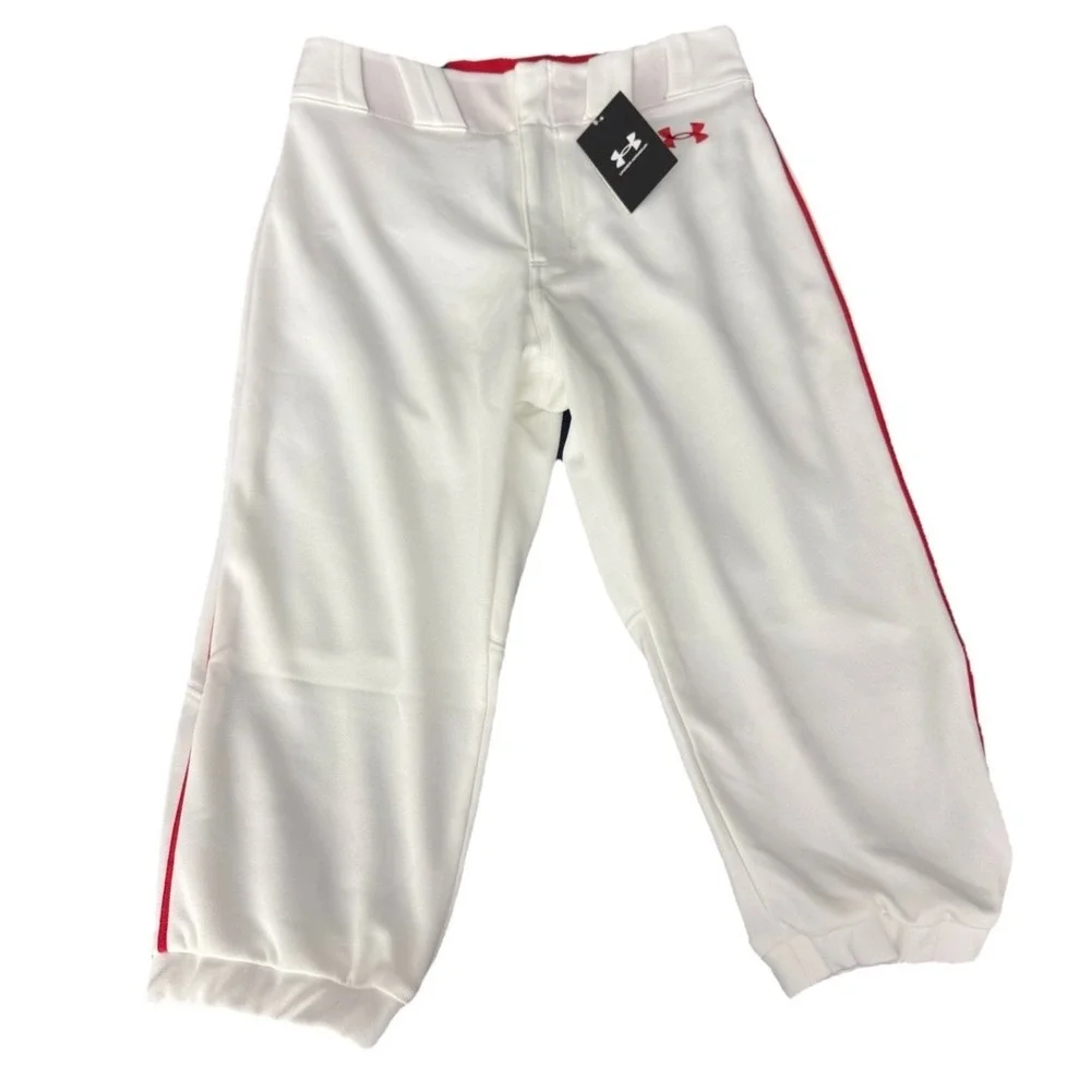 Under‎ Armour Baseball Pants Mens S Small White Red Gameday Vanish Piped Knicker